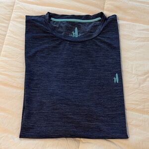 johnnie-O Heathered Navy Tee with Aqua Logo